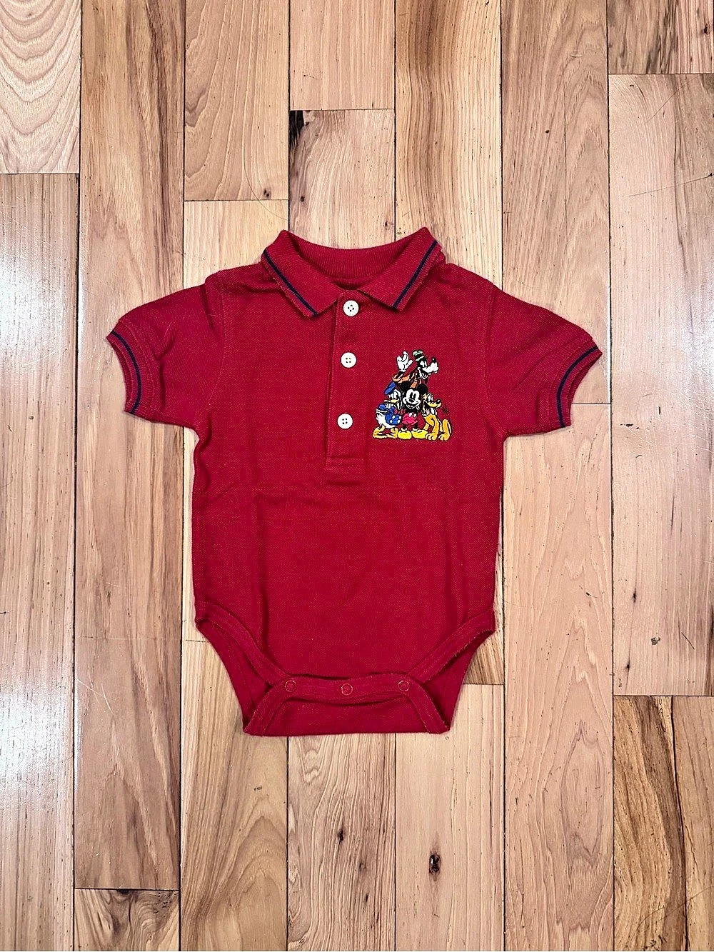 Vintage Disney Red Polo Mickey Mouse Baby Onesie - 3 months